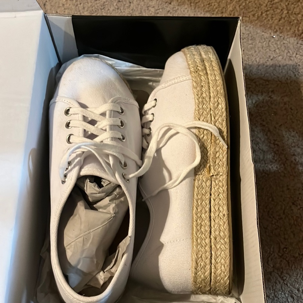 White platform espadrille sneakers